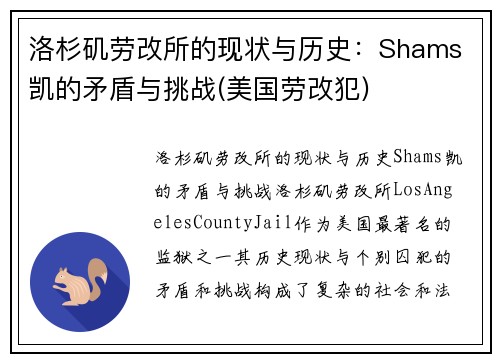 洛杉矶劳改所的现状与历史：Shams 凯的矛盾与挑战(美国劳改犯)